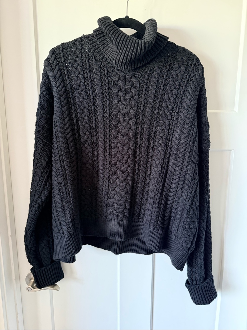 Ralph Lauren Black Cable-Knit Turtleneck Sweater Size XXL